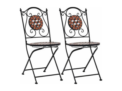 Mosaic bistro chairs, 2 pieces, brown ceramic