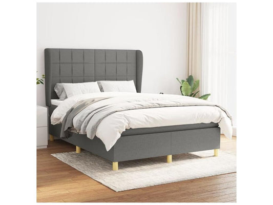 Homzora bed base with mattress, dark grey, 140x200 cm, fabric