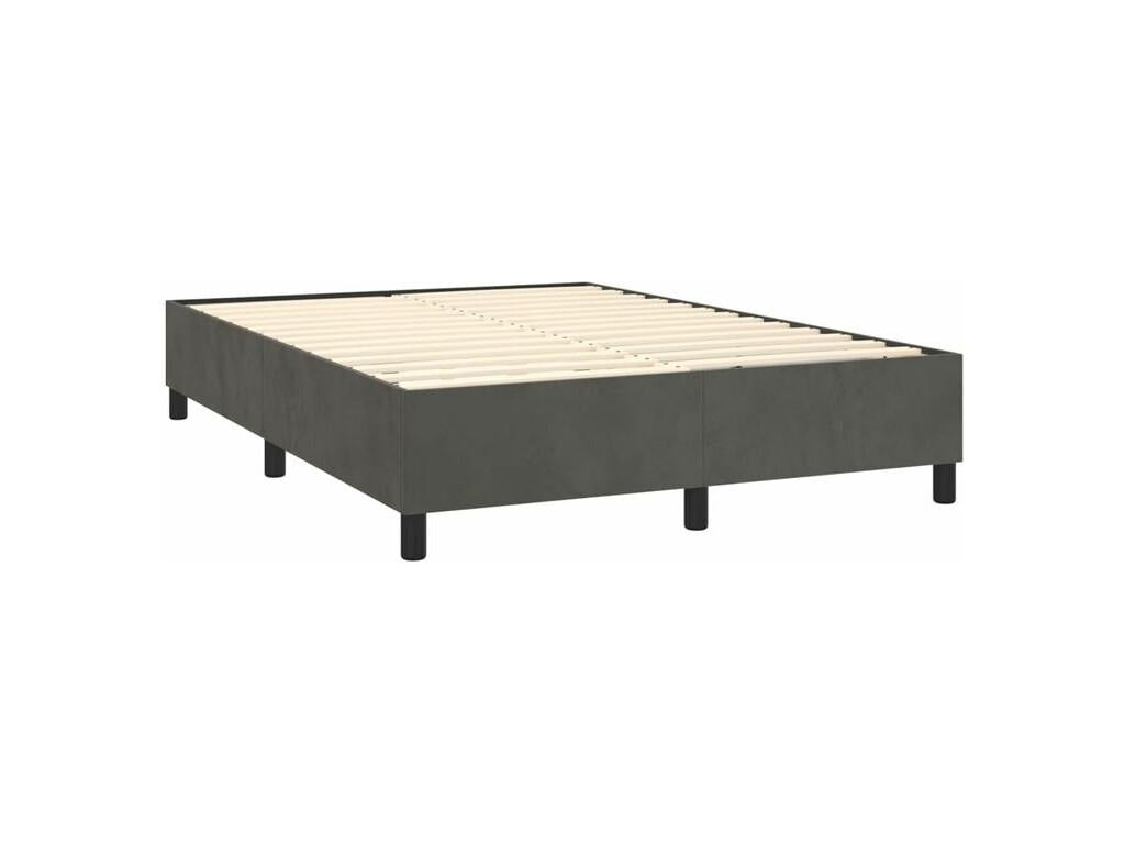 Homzora bed base and mattress, Dark Grey, 140x190 cm, Velvet