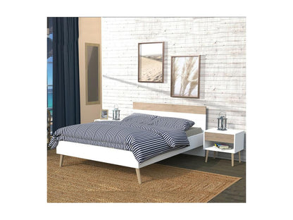 Doucezen bed 140x190 cm / Whitewashed oak and white finish