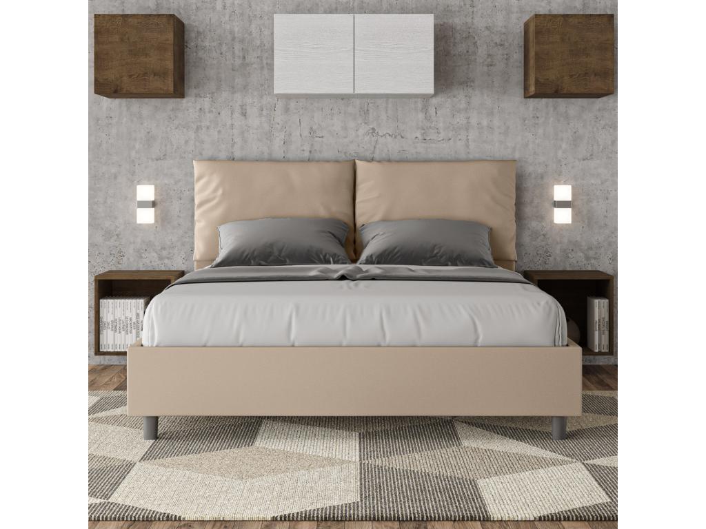 Homzora 160x210 Upholstered Storage Bed in Faux Leather