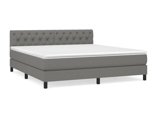 Upholstered bed base with mattress, dark grey, 160x200cm, fabric