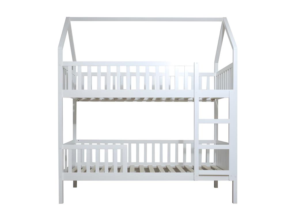 White wooden bunk bed cabin style, 90x190/90x190cm