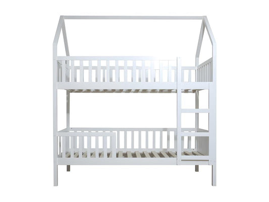 White wooden bunk bed cabin style, 90x190/90x190cm