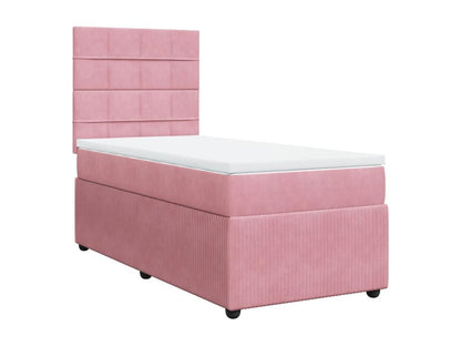Homzora bed base and mattress, Pink 80x200 cm Velvet