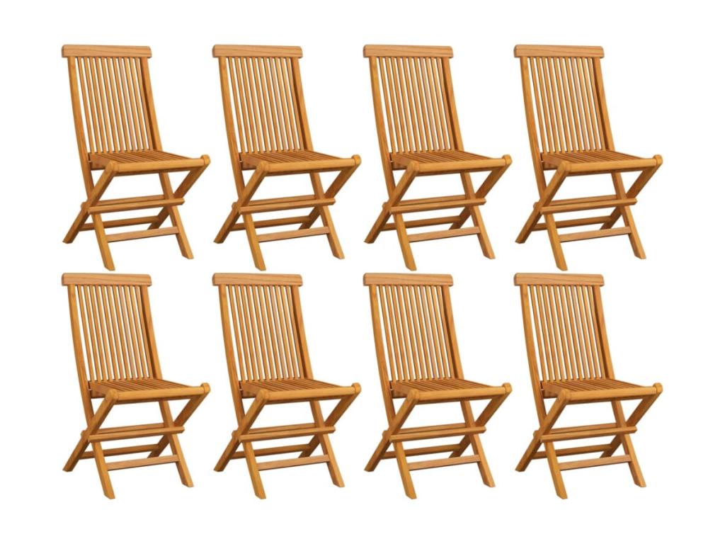 8-piece folding garden chairs, solid teak wood