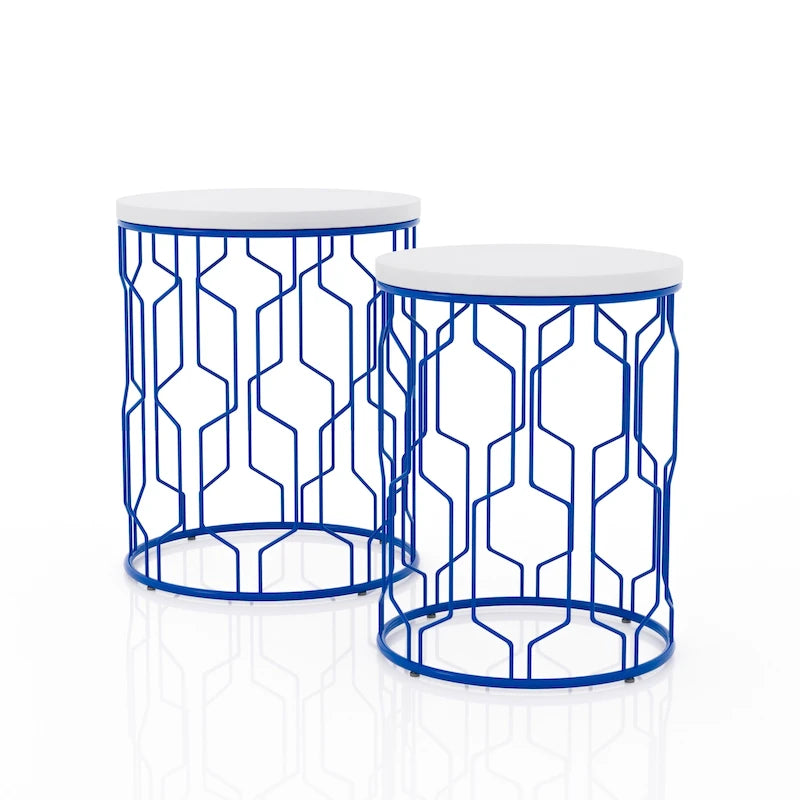Quarn Modern 16-inch Steel Round 2-Piece Nesting Tables Set by Furniture of America