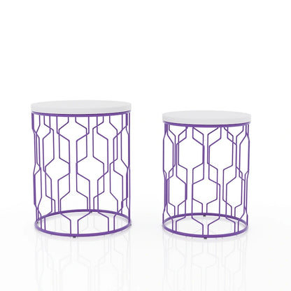 Quarn Modern 16-inch Steel Round 2-Piece Nesting Tables Set by Furniture of America