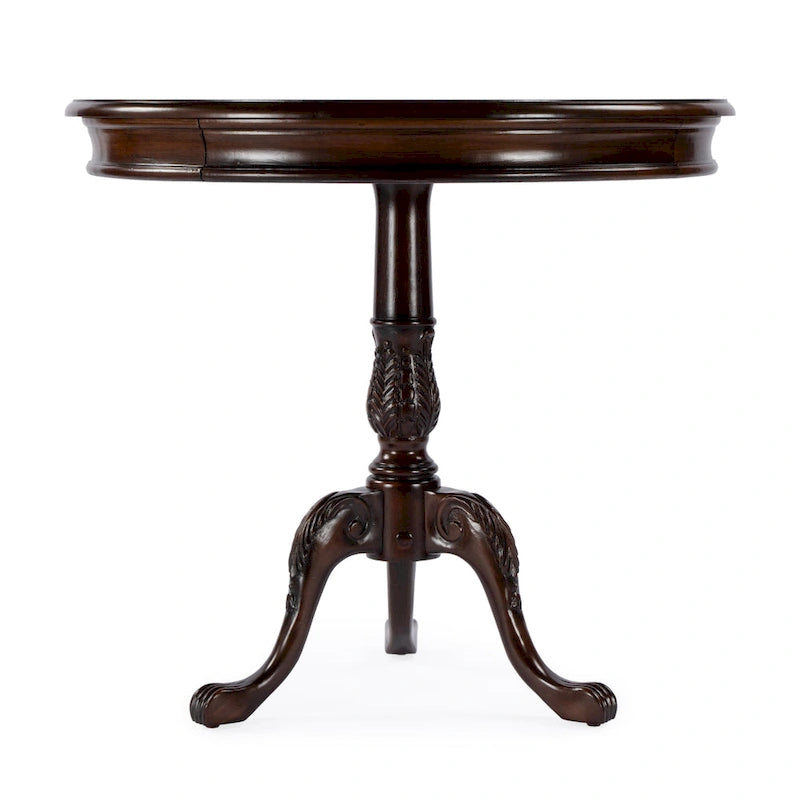 Butler Traditional Round Wooden Pedestal Table in Plantation Cherry Finish - Dark Brown
