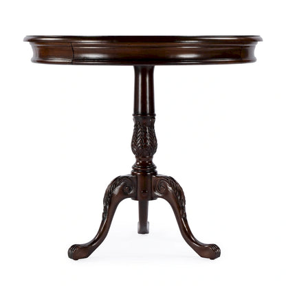 Butler Traditional Round Wooden Pedestal Table in Plantation Cherry Finish - Dark Brown