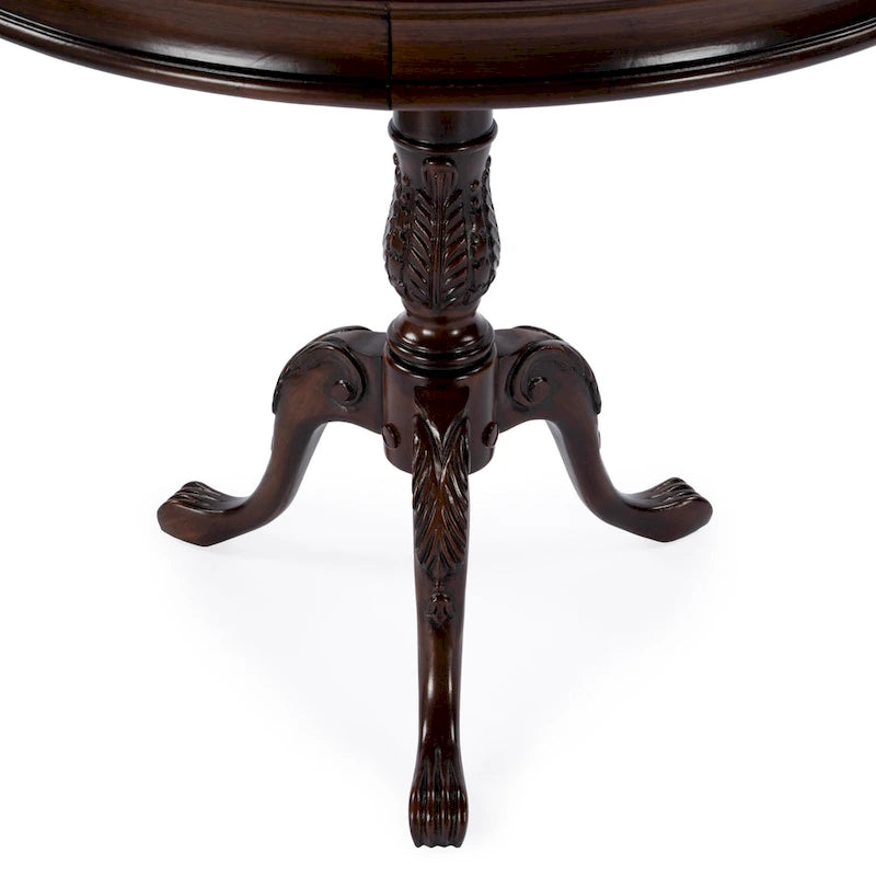 Butler Traditional Round Wooden Pedestal Table in Plantation Cherry Finish - Dark Brown
