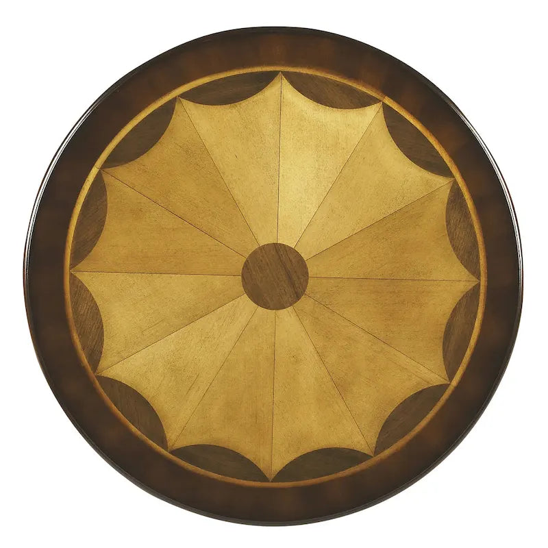 Butler Traditional Round Wooden Pedestal Table in Plantation Cherry Finish - Dark Brown