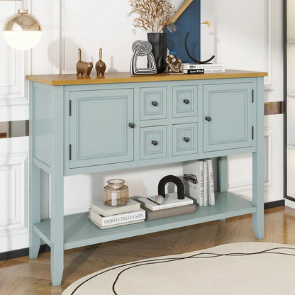 Nestfair Retro Sideboard Console Table with Drawers and Bottom Shelf