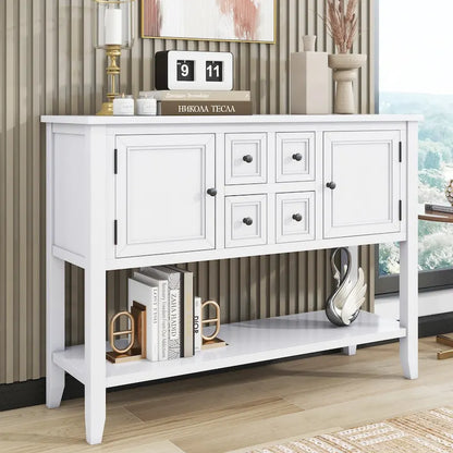 Nestfair Retro Sideboard Console Table with Drawers and Bottom Shelf