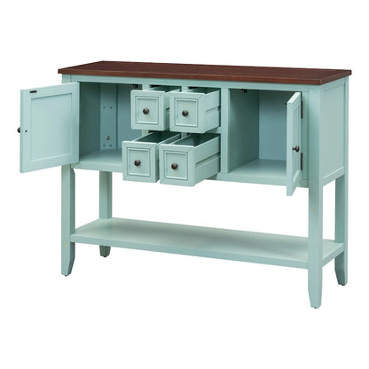 Nestfair Retro Sideboard Console Table with Drawers and Bottom Shelf