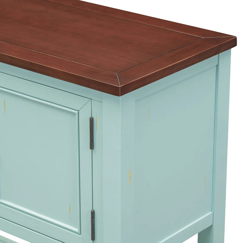 Nestfair Retro Sideboard Console Table with Drawers and Bottom Shelf