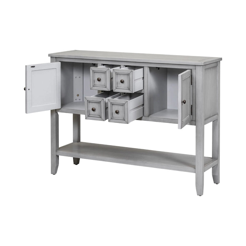 Nestfair Retro Sideboard Console Table with Drawers and Bottom Shelf