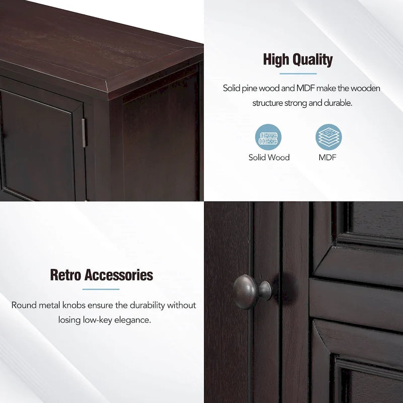 Nestfair Retro Sideboard Console Table with Drawers and Bottom Shelf