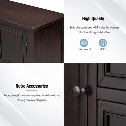 Nestfair Retro Sideboard Console Table with Drawers and Bottom Shelf