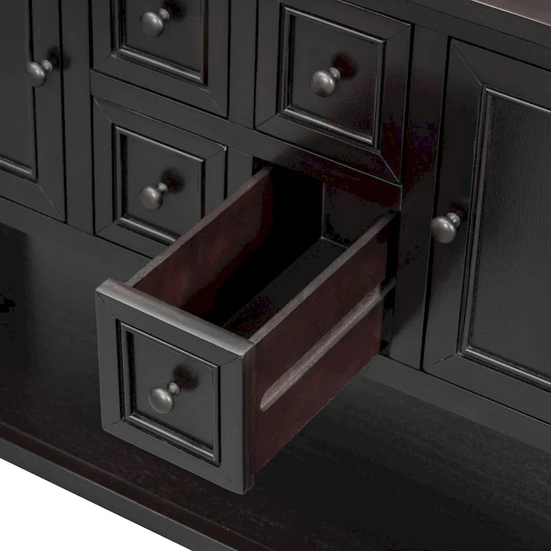 Nestfair Retro Sideboard Console Table with Drawers and Bottom Shelf