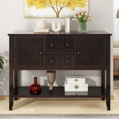 Nestfair Retro Sideboard Console Table with Drawers and Bottom Shelf