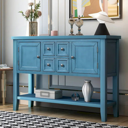 Nestfair Retro Sideboard Console Table with Drawers and Bottom Shelf