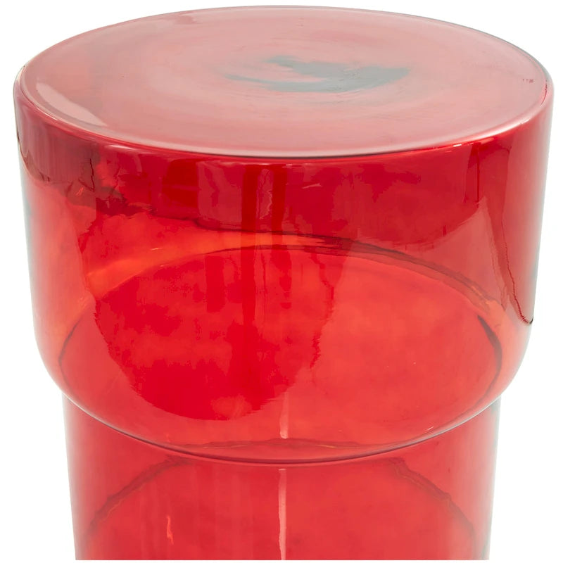 Glass Modern Accent Table - Clear or Red - Roche River Decor