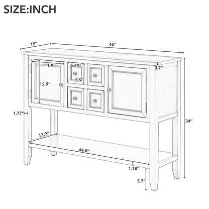 Retro Style Buffet Sideboard Wood Console Table with Bottom Shelf, Easy Assemble, for Living Room, Kitchen, Entryway