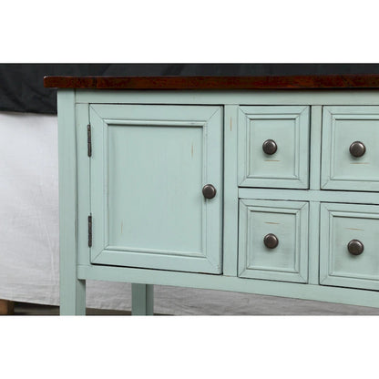 Retro Style Buffet Sideboard Wood Console Table with Bottom Shelf, Easy Assemble, for Living Room, Kitchen, Entryway