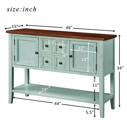 Retro Style Buffet Sideboard Wood Console Table with Bottom Shelf, Easy Assemble, for Living Room, Kitchen, Entryway