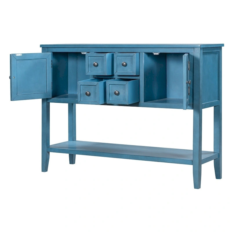 Retro Style Buffet Sideboard Wood Console Table with Bottom Shelf, Easy Assemble, for Living Room, Kitchen, Entryway