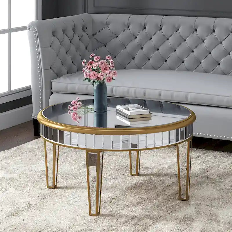 Round Coffee Table Mirror Accent Table