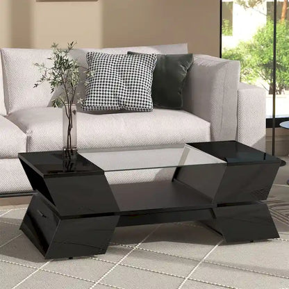 Merax Geometric Style Cocktail Table with Great Storage Capacity