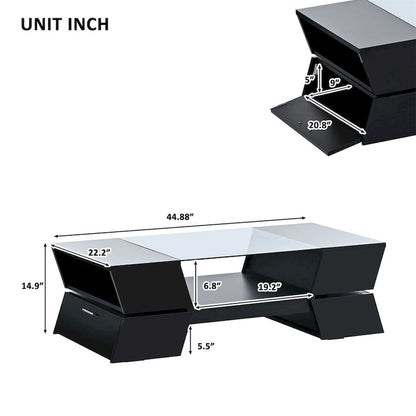 Merax Geometric Style Cocktail Table with Great Storage Capacity