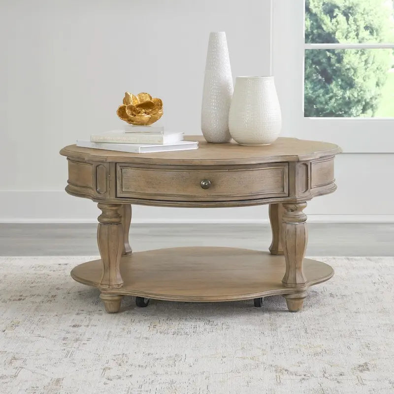 Magnolia Manor Weathered Bisque Round Cocktail Table