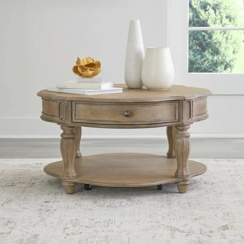 Magnolia Manor Weathered Bisque Round Cocktail Table