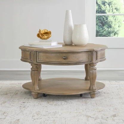 Magnolia Manor Weathered Bisque Round Cocktail Table