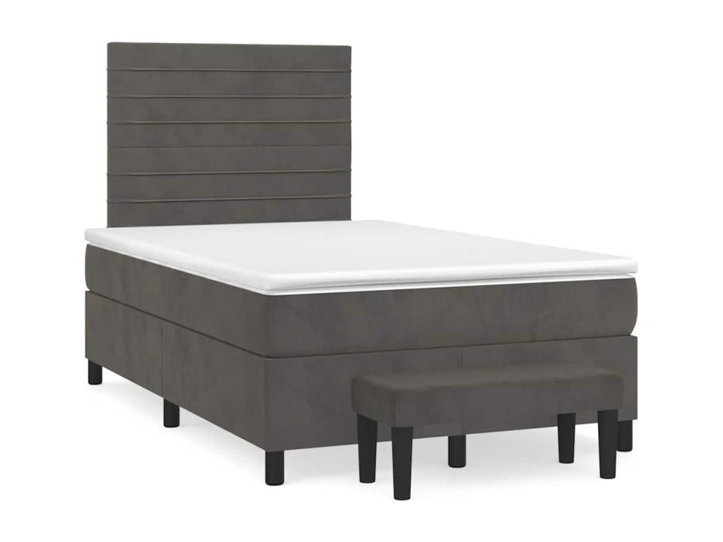 Homzora bed base and dark grey 120x190cm velvet mattress