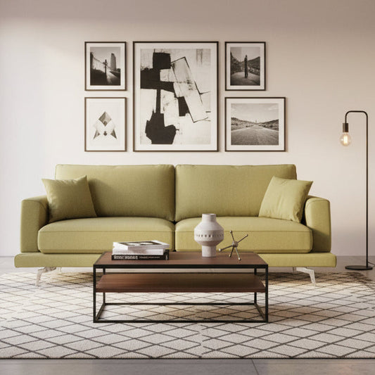 Doucezen Modern Sofa in Soft, Stain-Resistant Fabric T05 218 cm Yellow