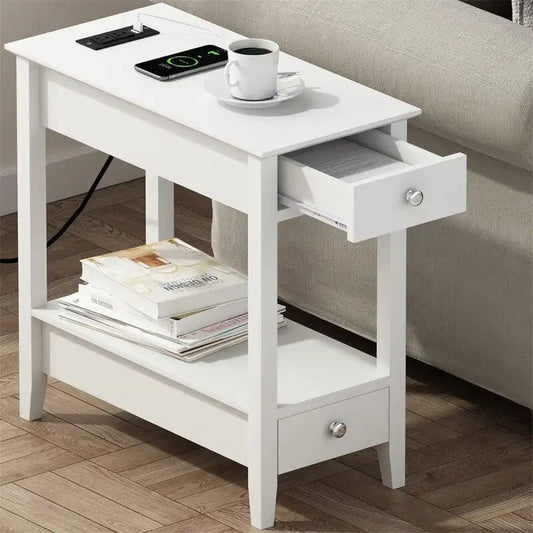 Side Table with Charging Station - 23.62D x 11.81W x 23.62H