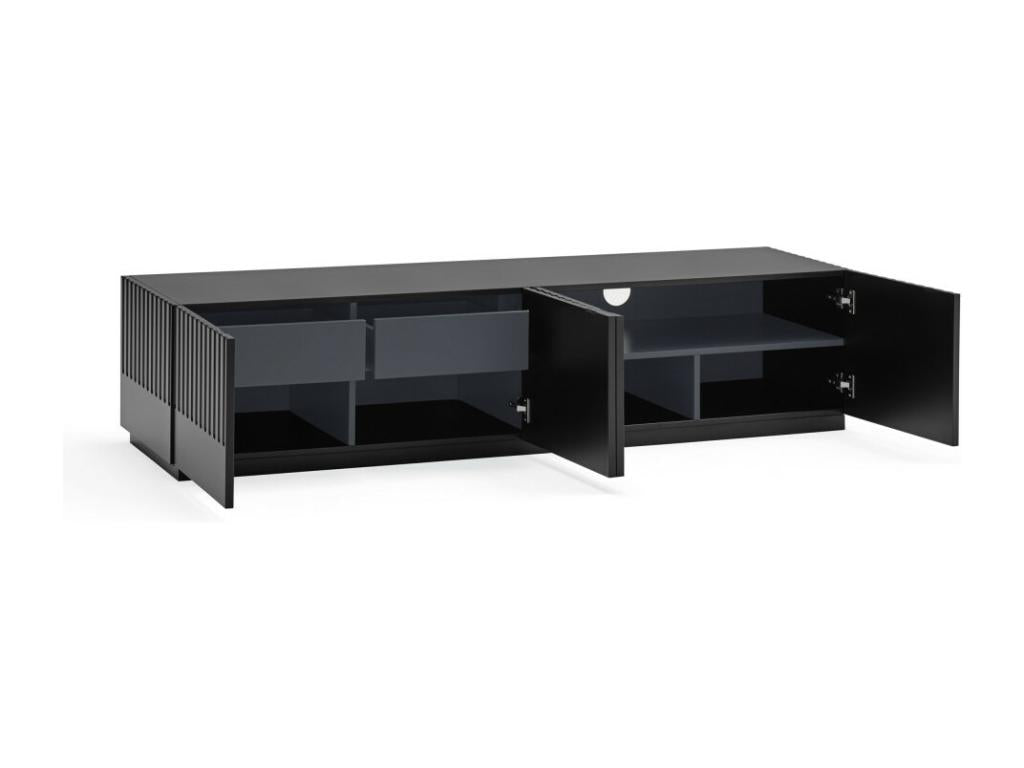 Homzora - 4-Door Wooden TV Stand, 180cm Wide - Black