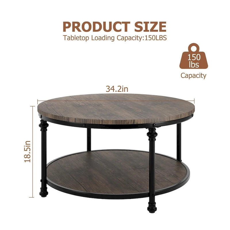 Round Coffee Table 30.31 Industrial Center Table