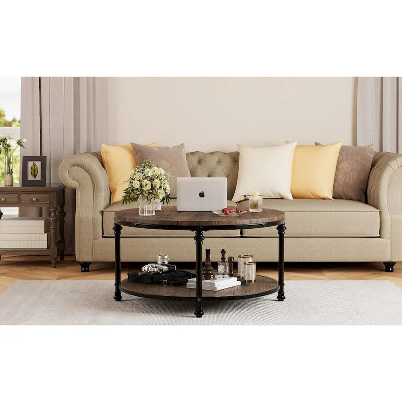 Round Coffee Table 30.31 Industrial Center Table