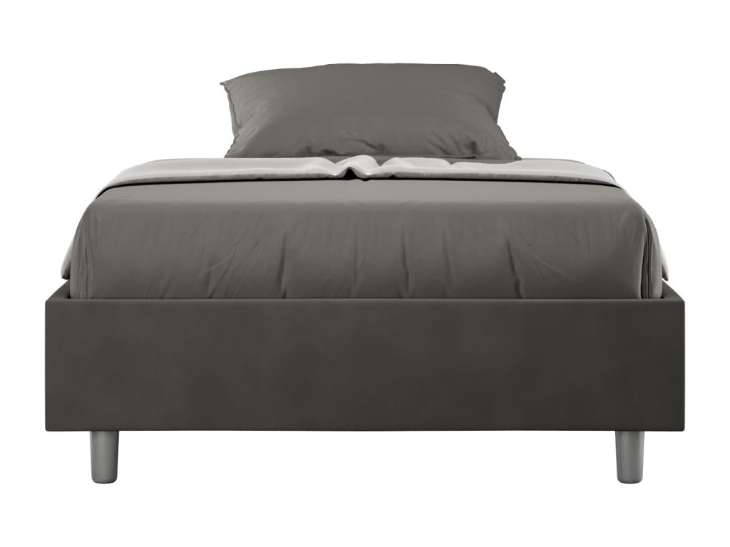 Doucezen 1.5-person bed frame with storage, upholstered 120x190cm grey microfiber.