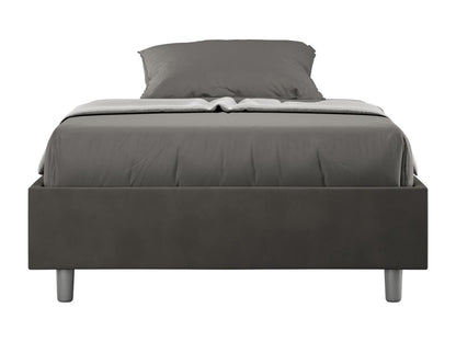Doucezen 1.5-person bed frame with storage, upholstered 120x190cm grey microfiber.