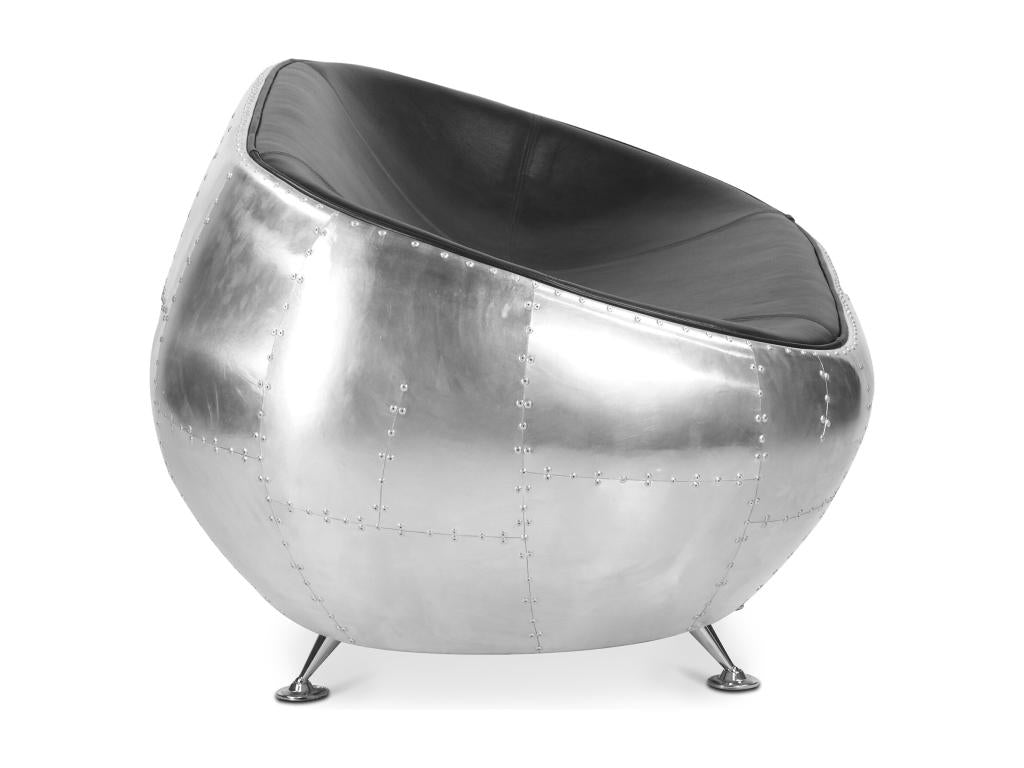 2-Seater Sofa - Aviator Design - Leather - Black Aviator