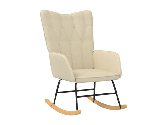 Rocking chair with footrest, cream fabric