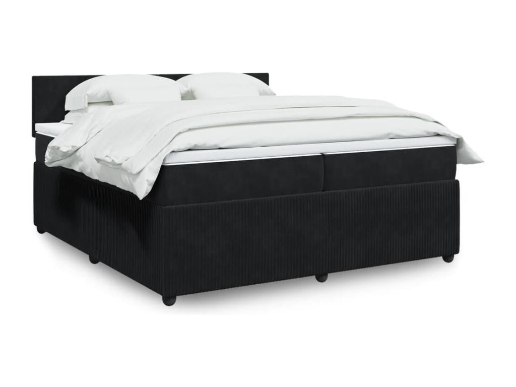Homzora bed base and mattress, black, 200x200 cm, velvet