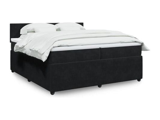 Homzora bed base and mattress, black, 200x200 cm, velvet