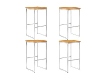 4-piece bar stools made of solid Doucezen wood and stainless steel
